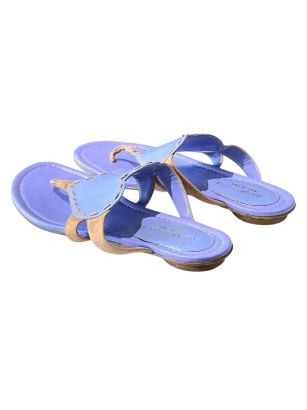 Sergio Rossi ❤︎︎ Heart Shaped Thong Leather Sandals ❤︎︎ Cornflower Blue ❤︎︎ 36 - Picture 7 of 16